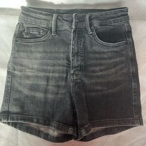 Judy Blue Shorts Womens Small Blue Denim Bermuda High Rise Stretch Distressed